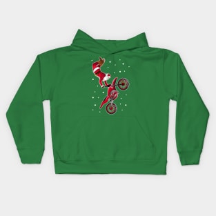 Santa Dirtbike Motocross Tricks Freestyle Christmas Xmas Kids Hoodie